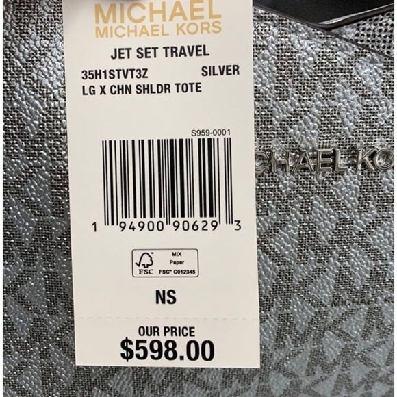 Michael Kors shoulder purse large jet set xchain shoulder bag silver - Picture 6 of 6